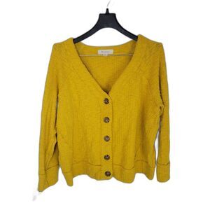 Two by Vince Camuto Yellow Button Front Cardigan